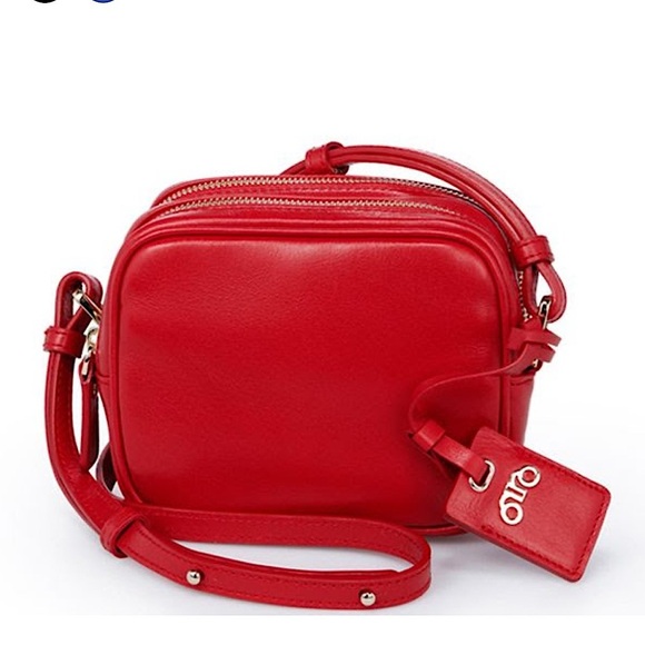 ROVIMOSS Red Leather Double Zip Crossbody Mini Bag Red Camera Bag 6"x5"x3" - Picture 1 of 15